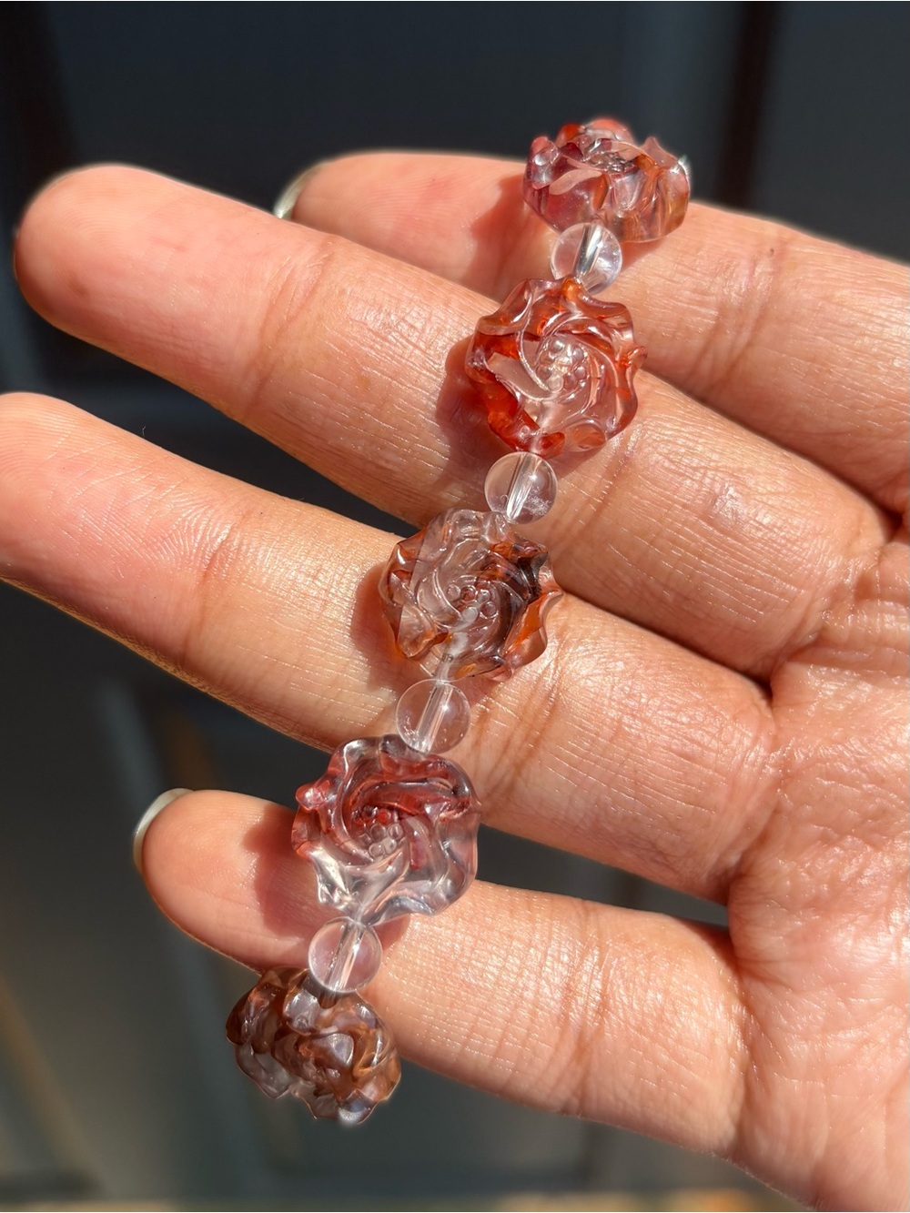 Fire Quartz Flower Crystal Charm Bracelet - Picture 8 of 12